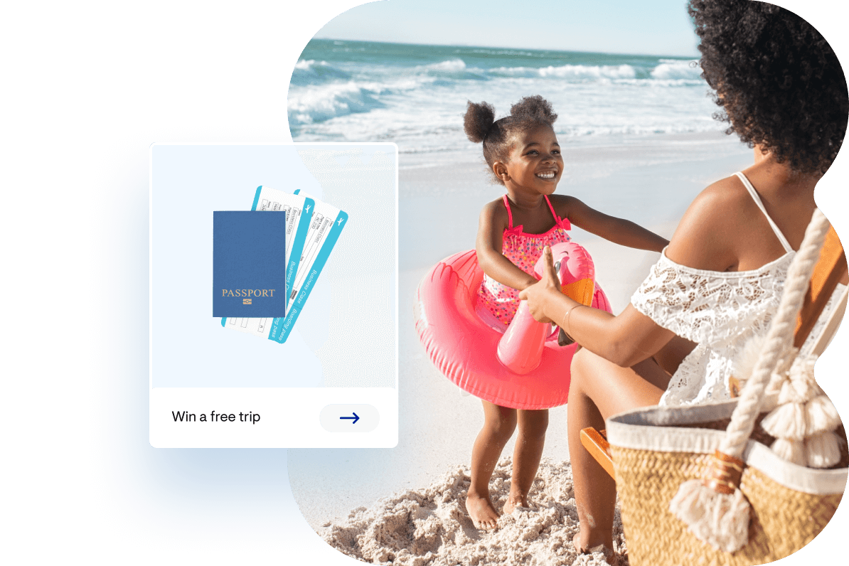 Young girl reaching out hands to mother on a beach