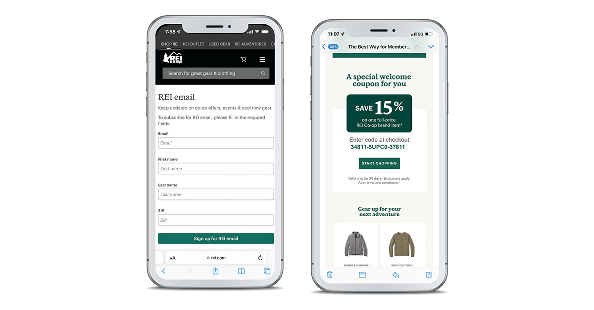 Screenshot of the REI Co-op loyalty program on a mobile device.