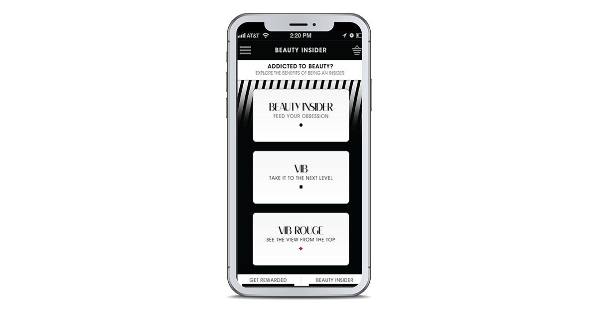 Screenshot of Sephora's tiered loyalty program, Beauty Insiders