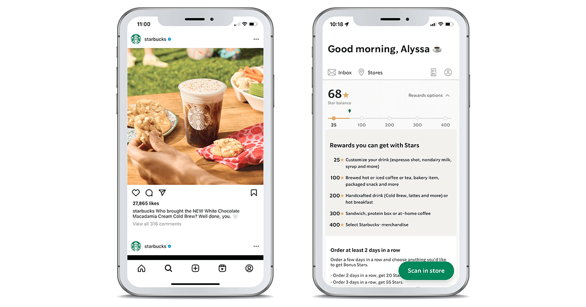 Screenshot of Starbucks Rewards program app