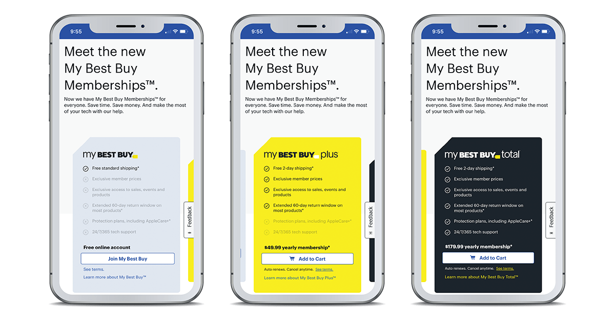Screenshot showing My Best Buy tiered loyalty program structure